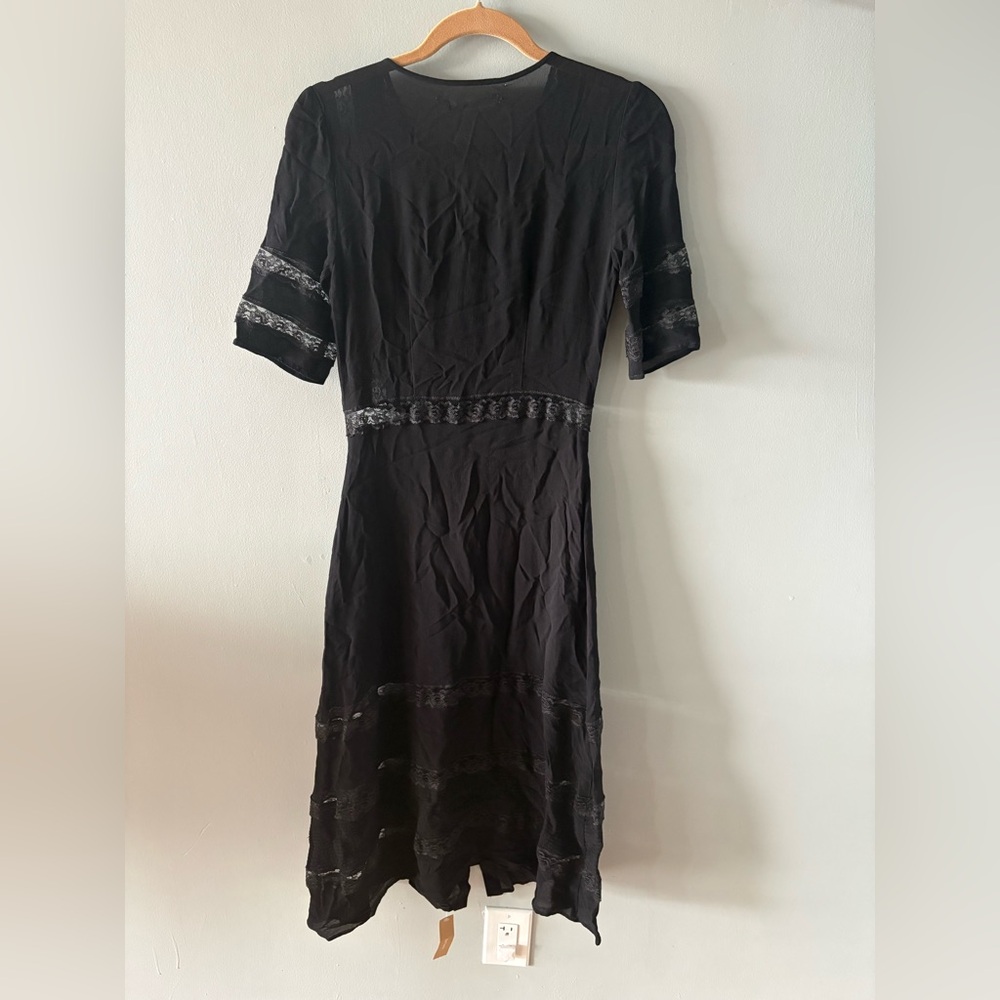 Reformation Surrey Black Lace Georgette Midi Dress Size 8 NWT (RUNS SMALL) - Picture 8 of 15